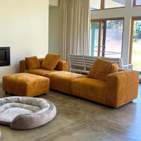 Convertible Modular Sectional Sofa with Ottoman, Sleeper Bed, Yellow | Corduroy Couch, Wood Frame, Free Combination, Daybed, for Living Room Small Space Apartment