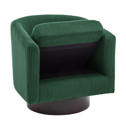 Swivel Barrel Accent Chairs Set of 2 Modern Upholstered Living Room Chair round Club Armchair, Dark Green