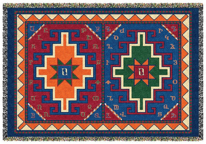 Armenian Alphabet Tapestry Throw on a Rug Design