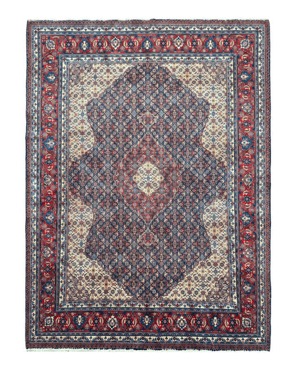 Persian Tabriz Rug 11x14 Navy Blue Herati Wool Carpet